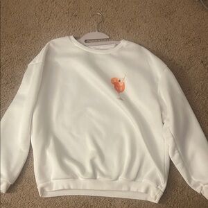 SHEIN White Sweater with Orange SPRITZ Drink Design